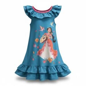 Disney Encanto Mirabel Girls Nightgown Dress Blue Flutter Sleeve Size 5 6